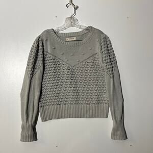 Lucky Brand Cropped Crewneck Gray Knit Pullover Sweater Women’s Size Large